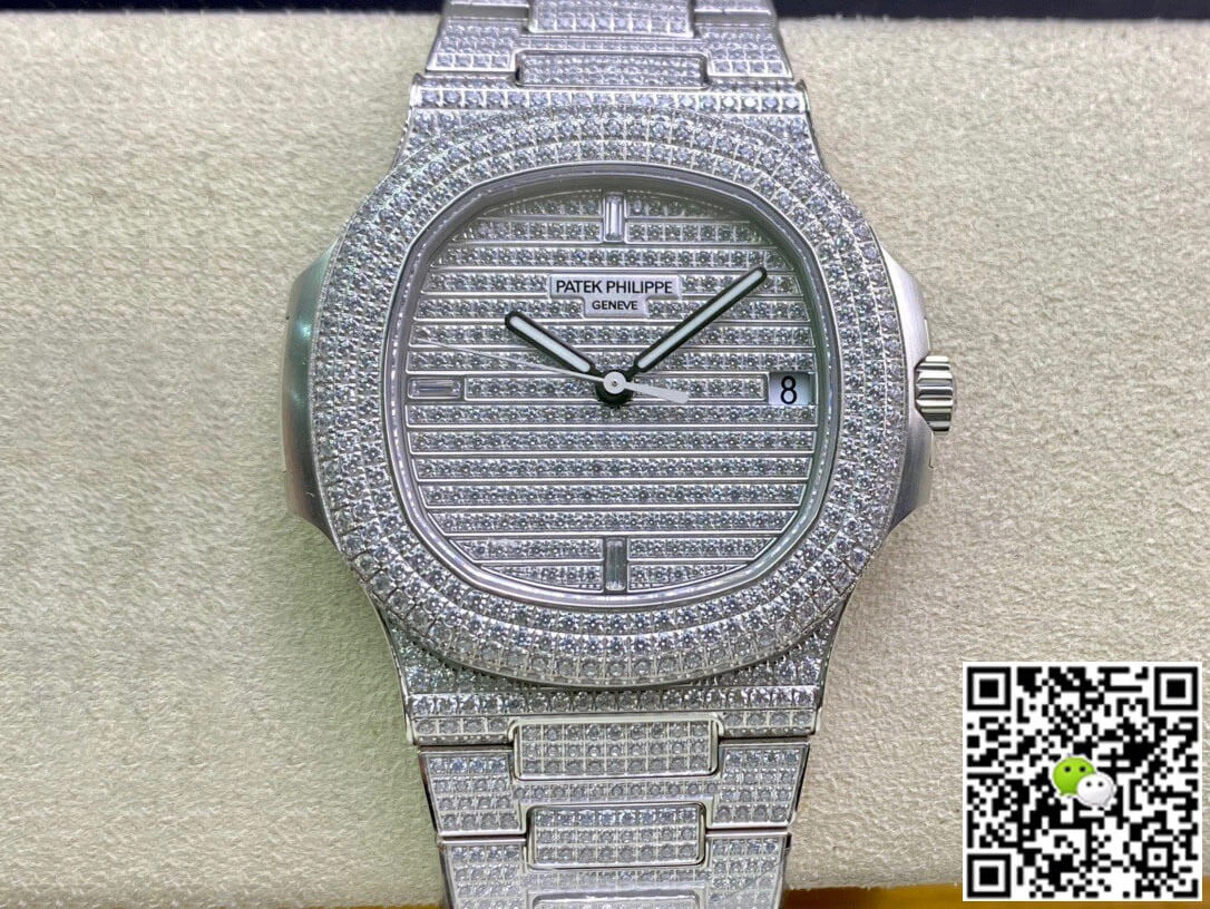 Patek Philippe Nautilus 5719 10G-010 PPF Factory 1:1 Best Edition Replica Watch V4 Silver Diamond Swiss Cal.324 SC